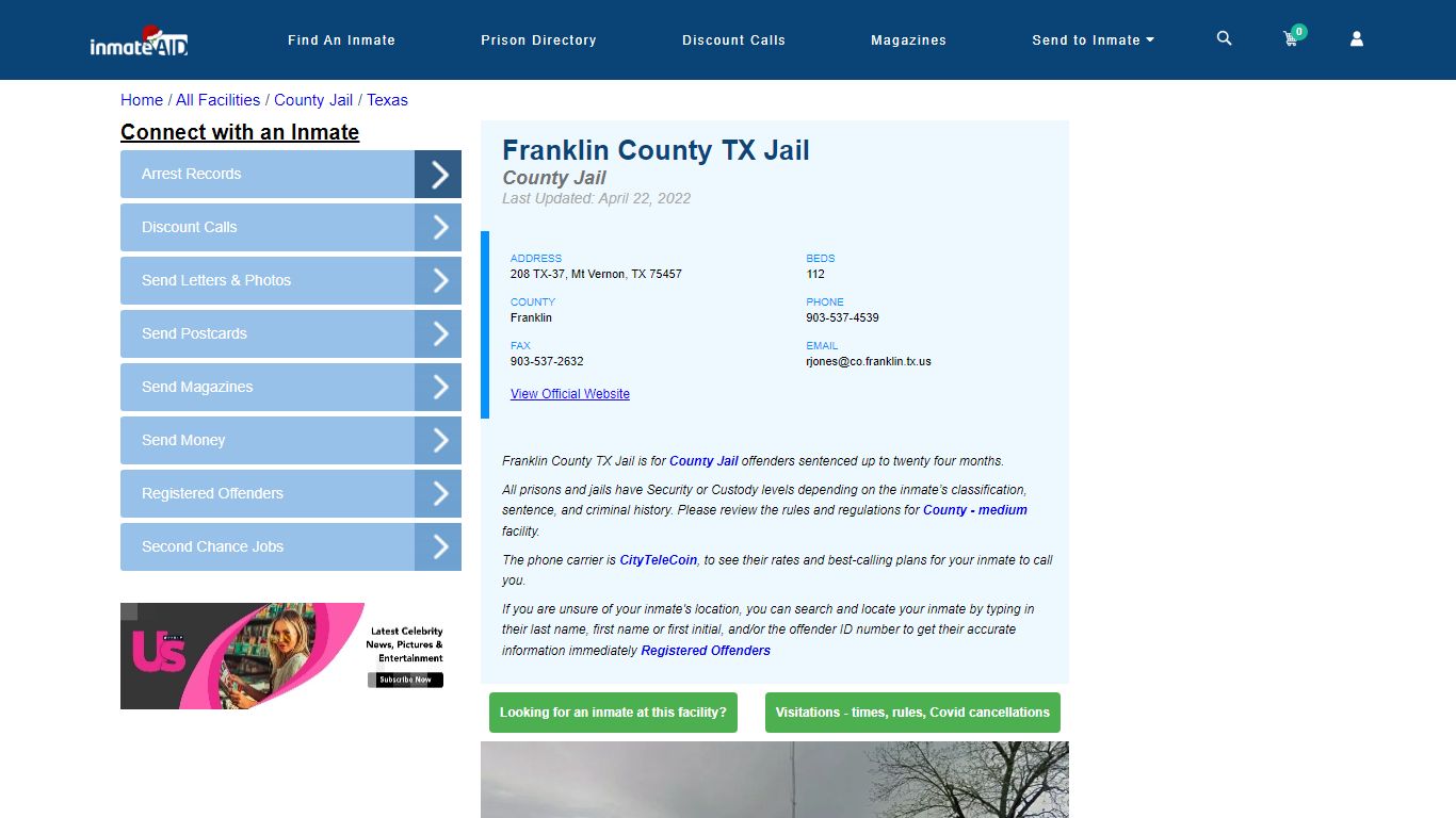 Franklin County TX Jail - Inmate Locator - Mt Vernon, TX